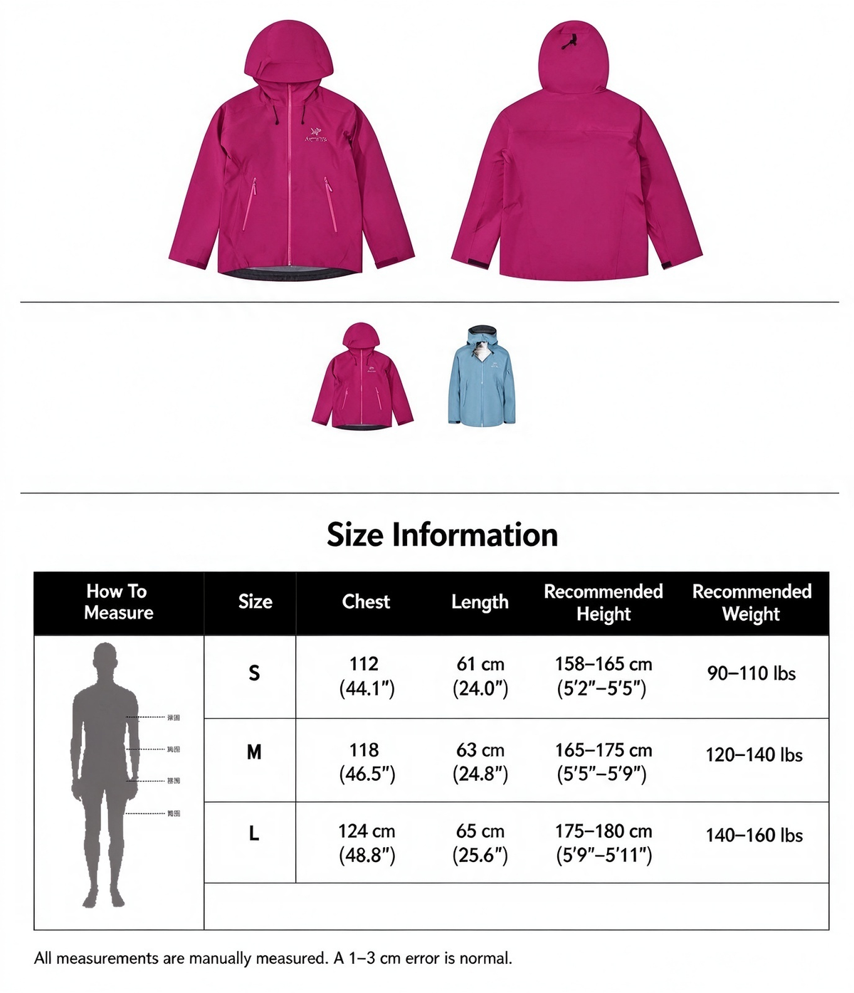 Arc teryx LT BETA Waterproof Hard Shell Hooded Jacket for Skiing Hiking Outdoor Unisex Amaramth
