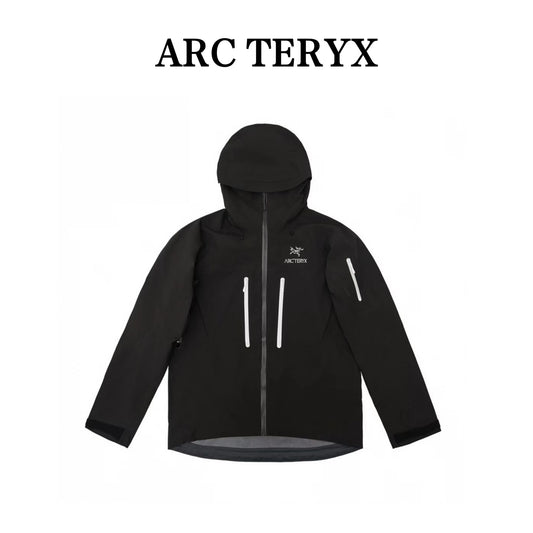Alpha SV Gen 6 Waterproof Hard Shell Hooded Jacket for Skiing Hiking Outdoor Unisex black
