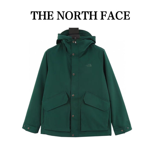 The North Face 5FC1 Hooded Windproof Camping Hiking Jacket Unisex Forest Green