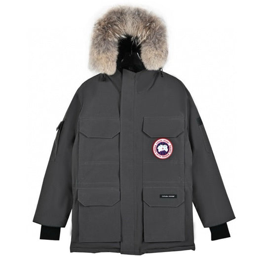 Canada Goose Expedition Grey Black Logo Winter Parka Men Women