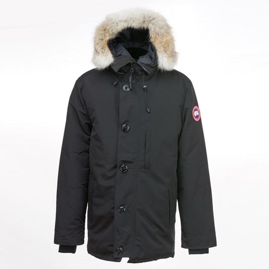 Canada Goose Chateau Parka Black Coyote Fur Hood Mid Length Down Coat Unisex