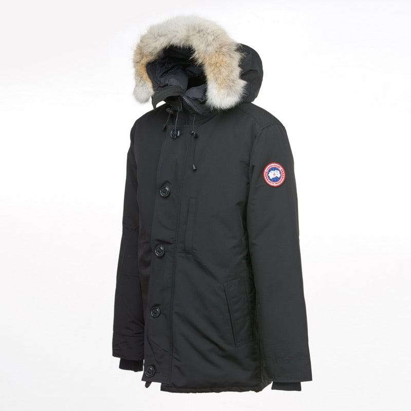 Canada Goose Chateau Parka Black Coyote Fur Hood Mid Length Down Coat Unisex