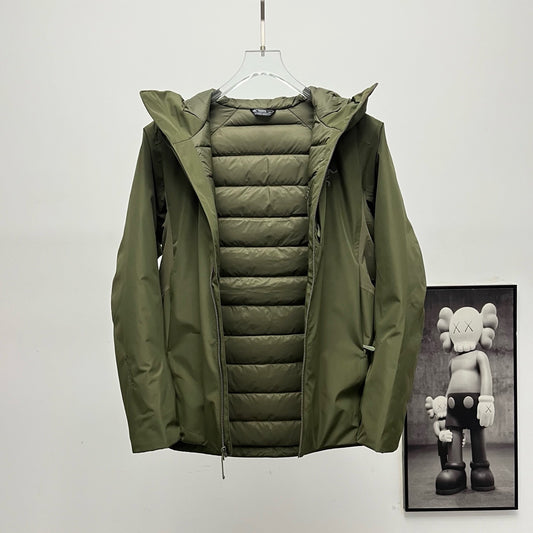 Arc'teryx Hooded Down Jacket | Winter Insulated Jacket Olive Green