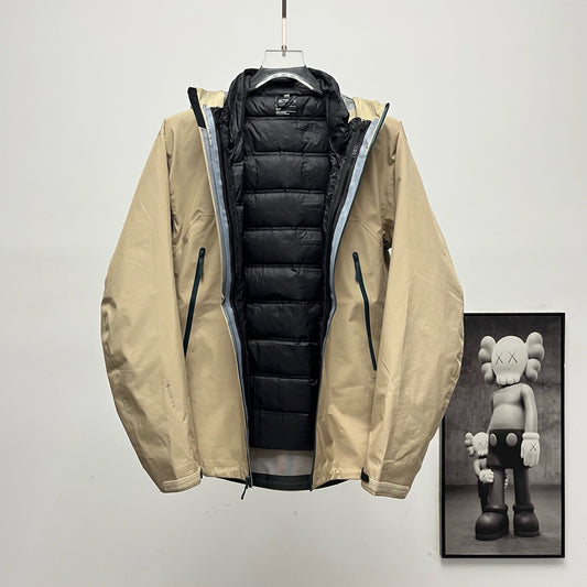 Arc'teryx 3-in-1 Hooded Down Jacket | Winter Layering System Light Khaki