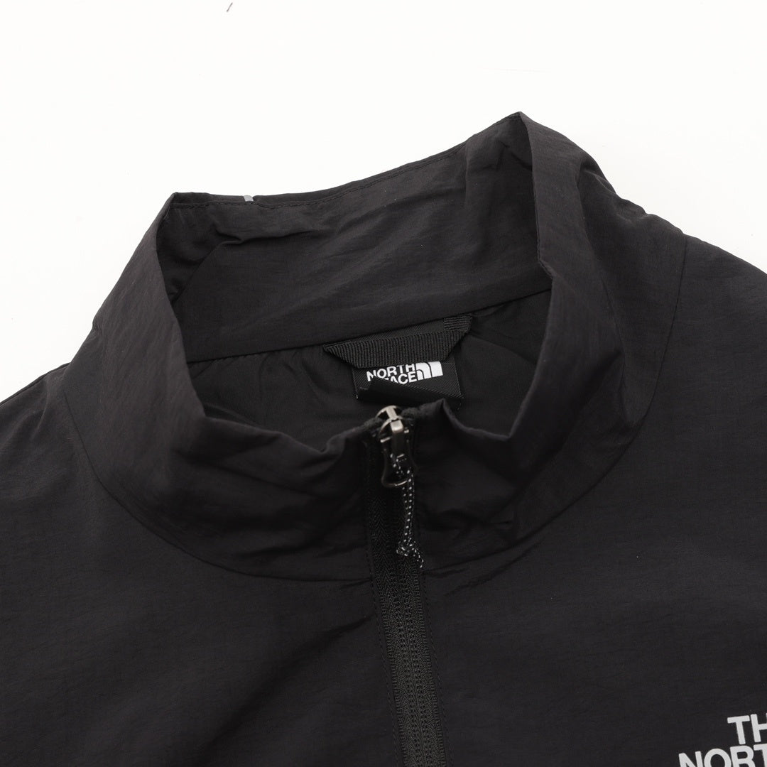 The North Face Taupe Brown Lightweight Windbreaker Full Zip Travel Outdoor Jacket Unisex Solid Black