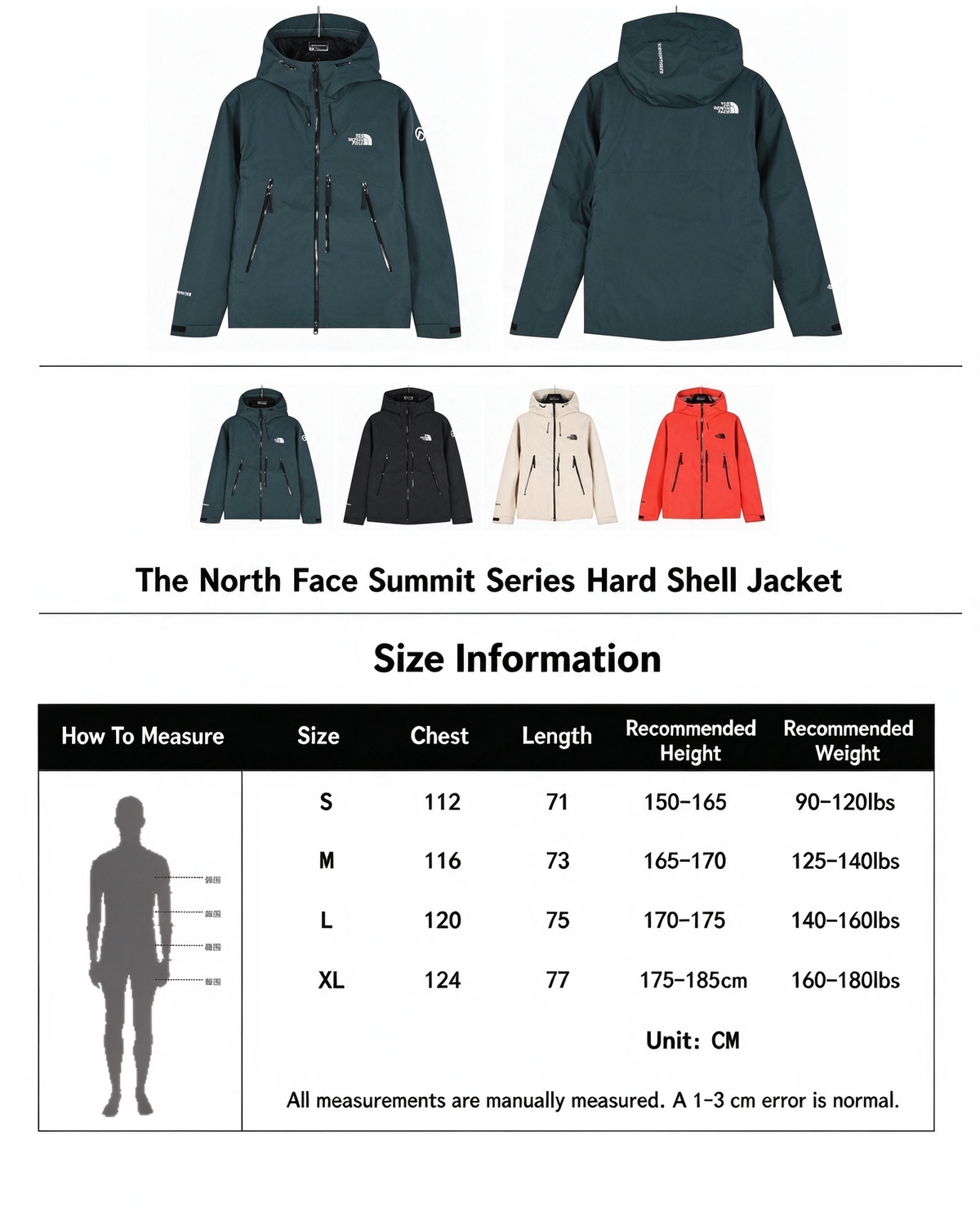 TNF Summit Series Waterproof GORETEX Outdoor Hiking Rain Jacket  Unisex Deep Teal