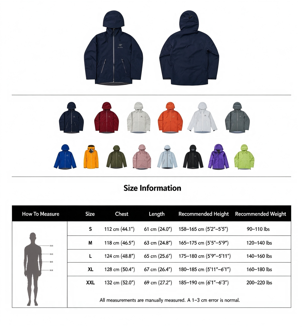 Arc teryx LT BETA Waterproof Hard Shell Hooded Jacket for Skiing Hiking Outdoor Unisex Black Sapphire