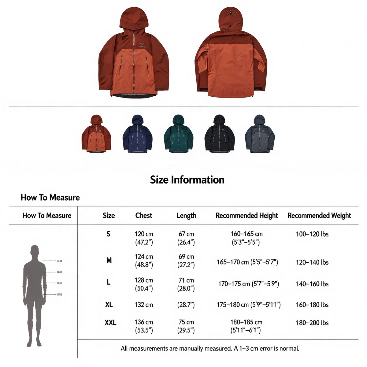ARC TERYX AR Waterproof & Windproof Outdoor Jacket Shell Jacket Unisex Terracotta Two-Tone