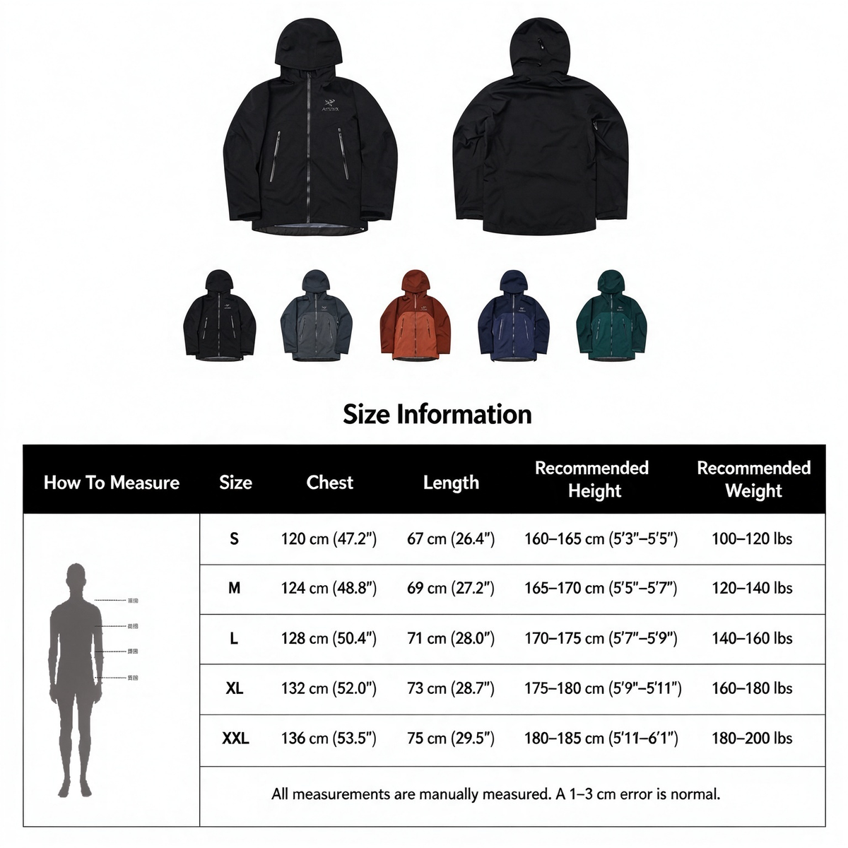 ARC TERYX AR Waterproof & Windproof Outdoor Jacket Shell Jacket Unisex black Two-Tone