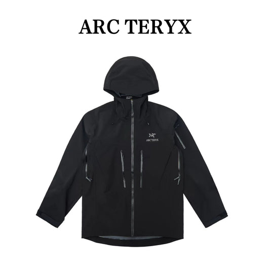 Arc'teryx Alpha SV Gen 6 Waterproof Hard Shell Hooded Jacket for Skiing Hiking Outdoor Unisex Black