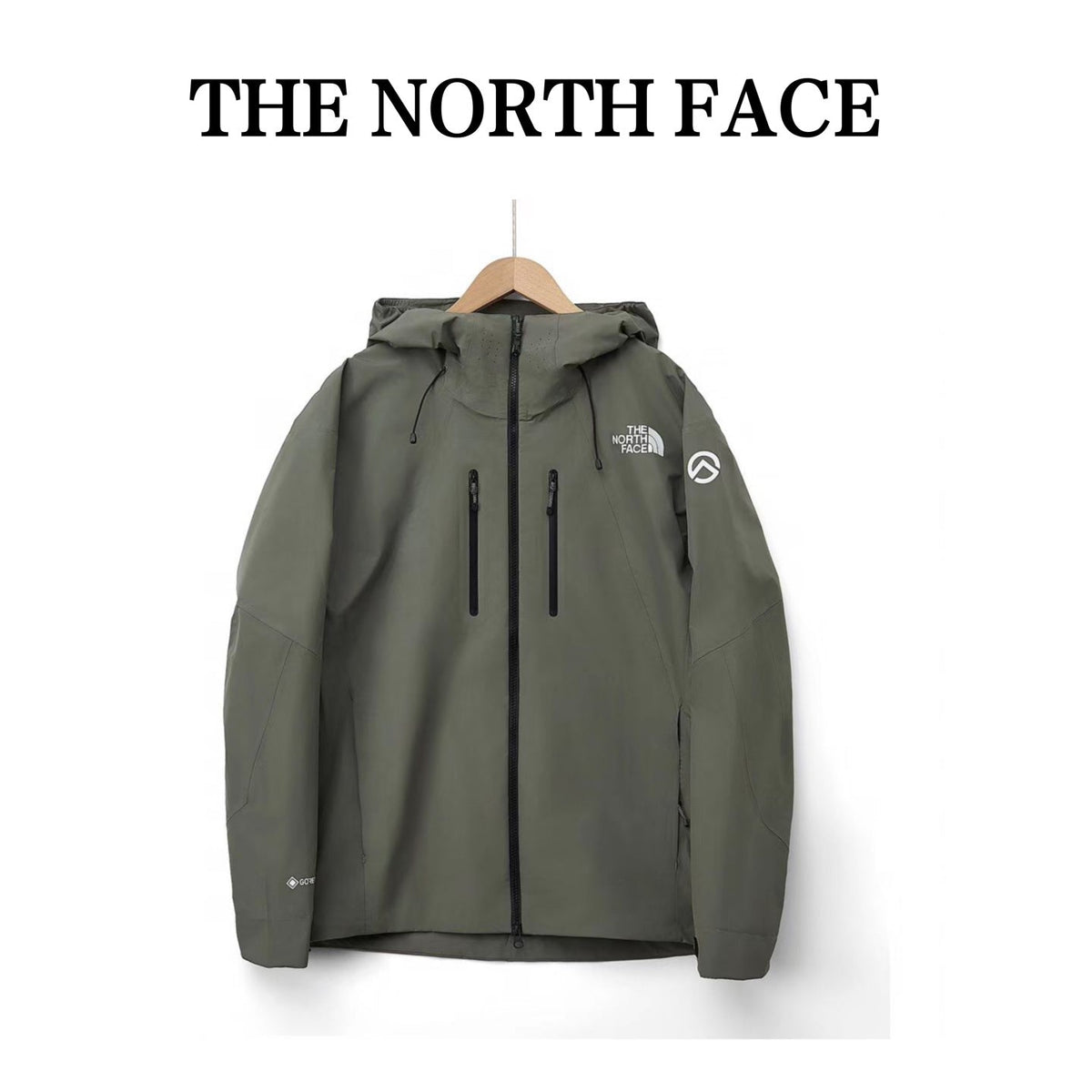 The North Face Summit Series  Hooded Windproof Camping Hiking Jacket Unisex Taupe Green