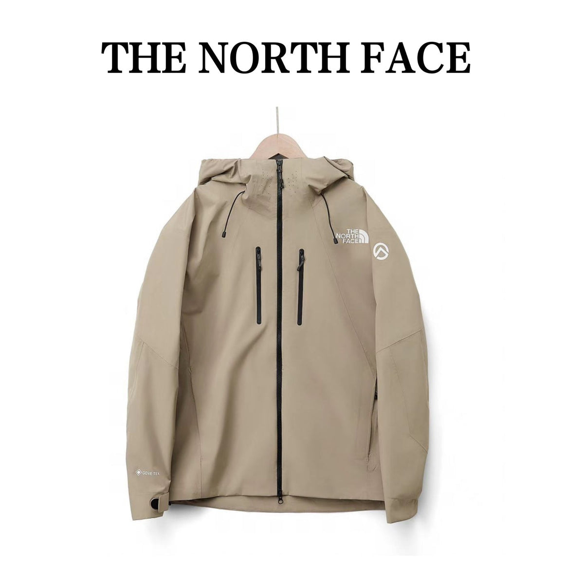 The North Face Summit Series  Hooded Windproof Camping Hiking Jacket Unisex Light Khaki