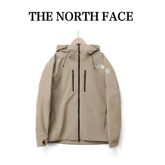 The North Face Summit Series  Hooded Windproof Camping Hiking Jacket Unisex Light Khaki