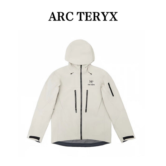 Arc'teryx Alpha SV Gen 6 Waterproof Hard Shell Hooded Jacket for Skiing Hiking Outdoor Unisex White